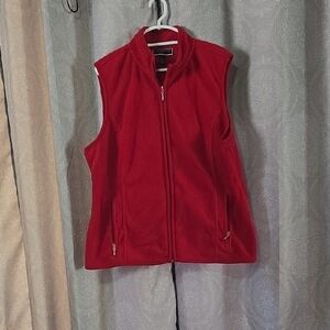 Red Sleeveless Zip-Up Vest
